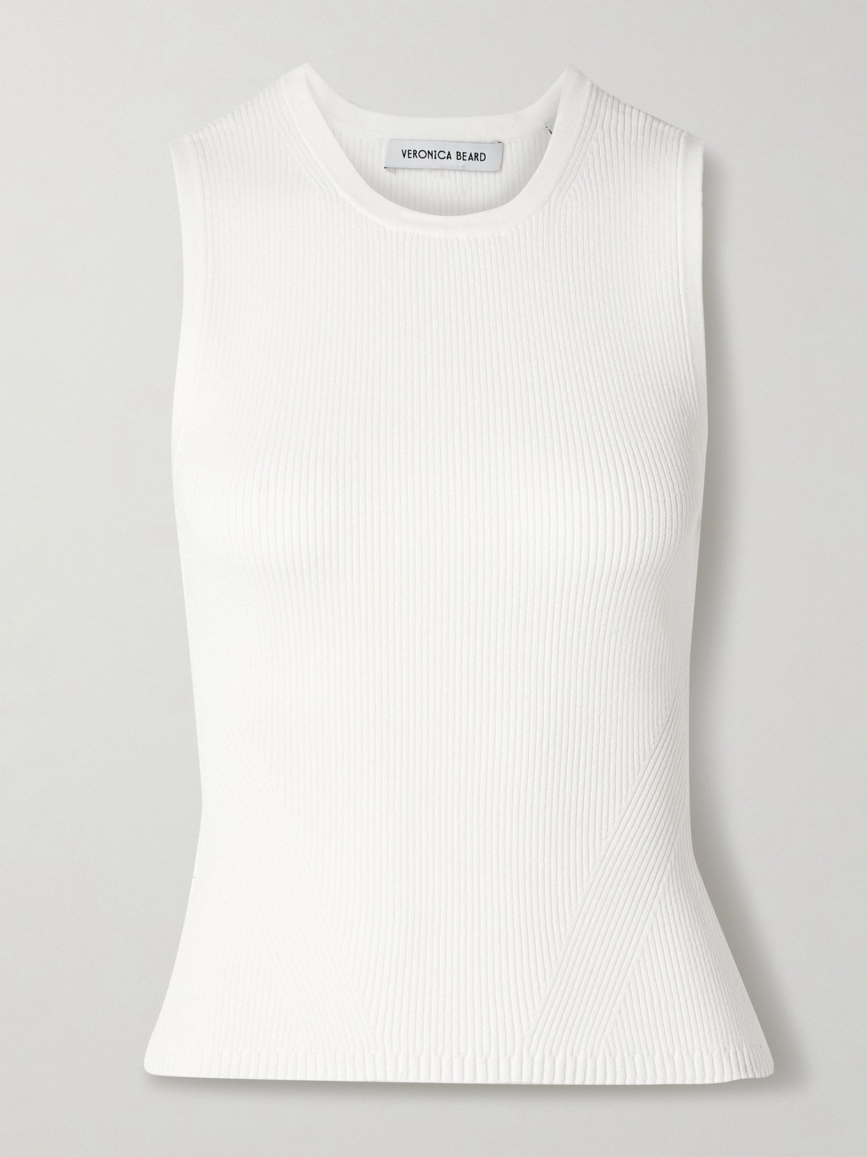 Veronica Beard Sid Ribbed-knit Tank In Off-white