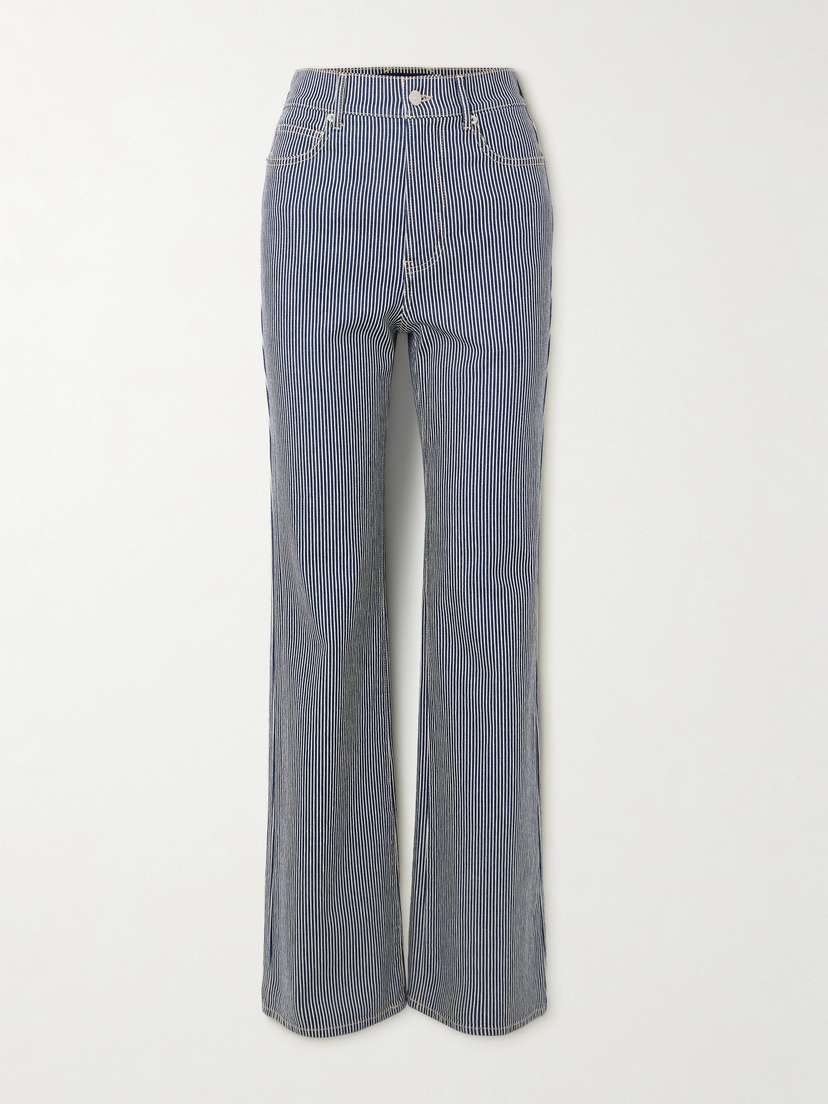 Veronica Beard Crosbie Striped High-rise Wide-leg Jeans