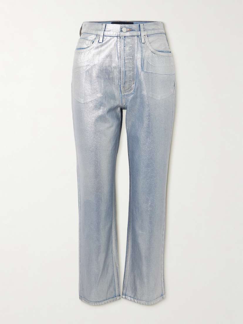 Veronica Beard Daniela High-rise Straight-leg Metallic Coated Jeans