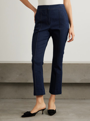Veronica Beard Tani cropped topstitched straight-leg jeans