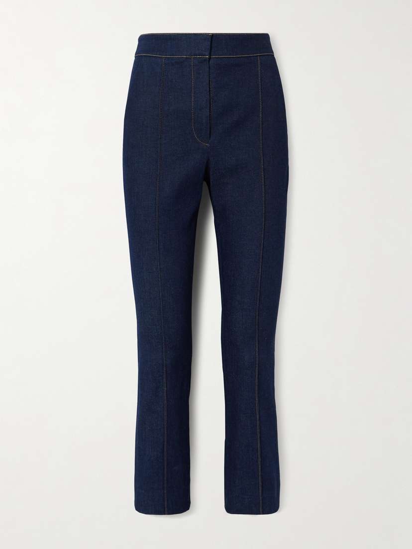 Veronica Beard Tani Cropped Topstitched Straight-leg Jeans