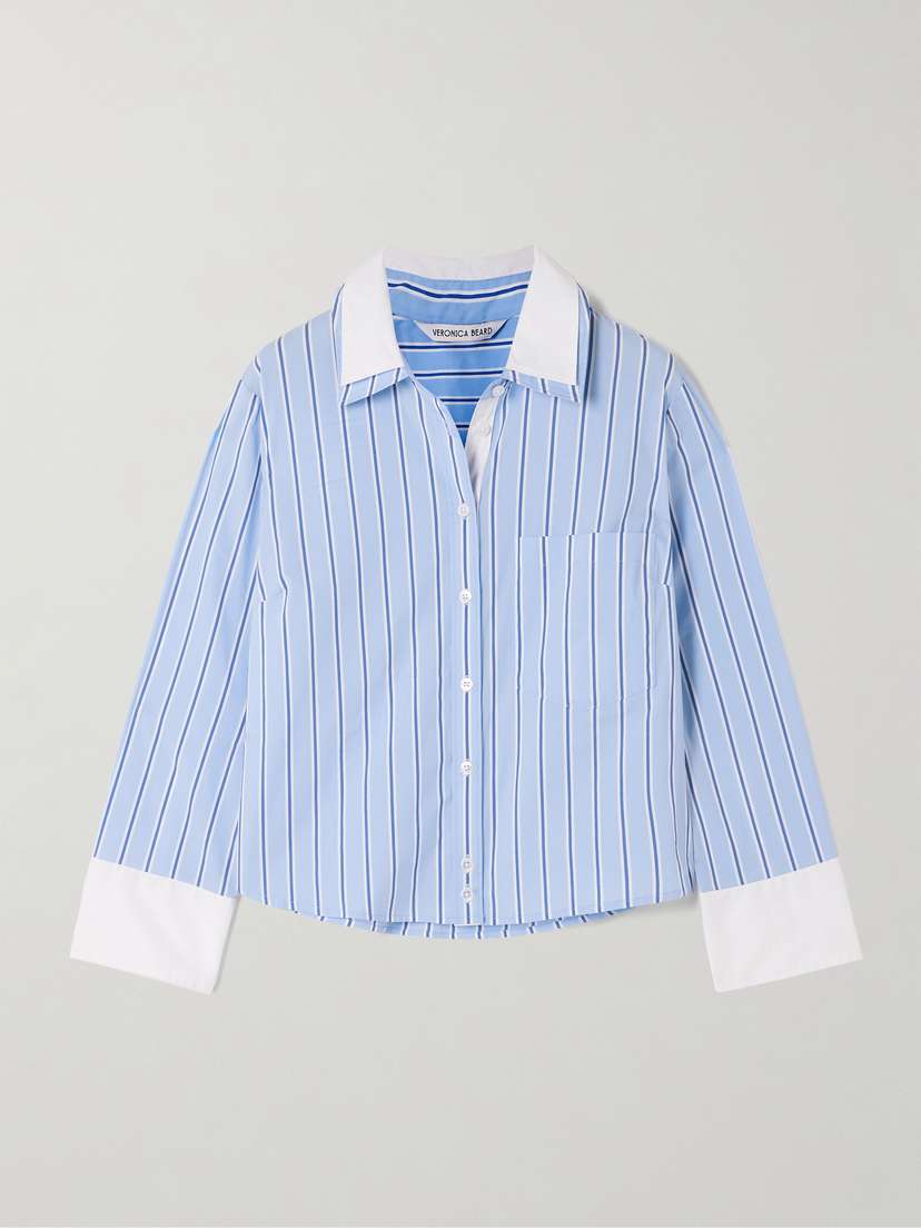Veronica Beard Maia Layered Striped Cotton-poplin Shirt