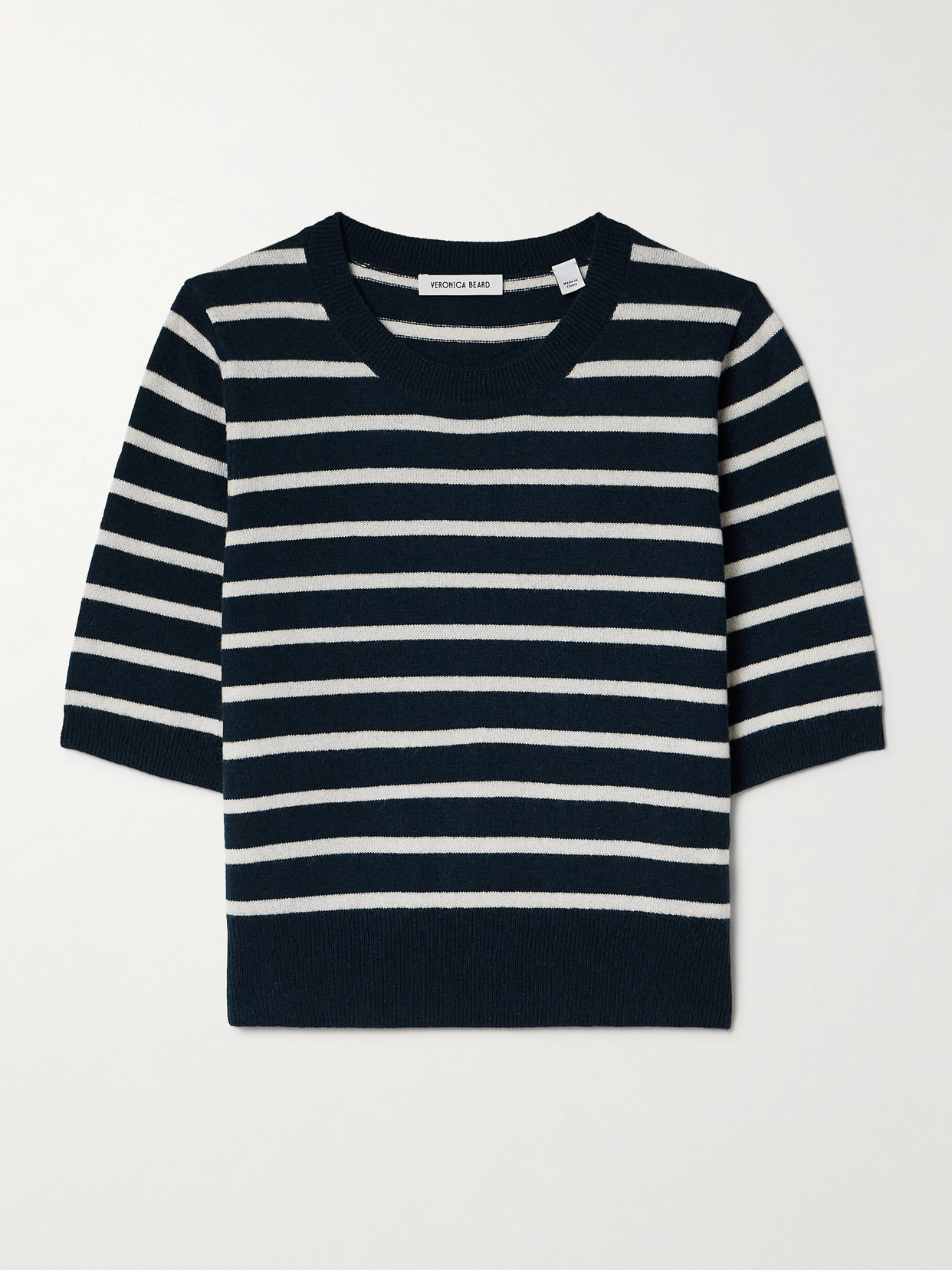 Veronica Beard Shana Striped Cashmere Sweater In Blue