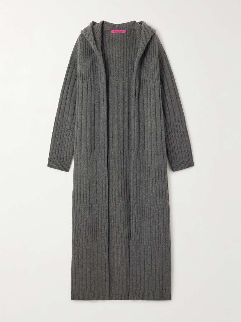 The Elder Statesman Ribbed Cashmere Hooded Coat