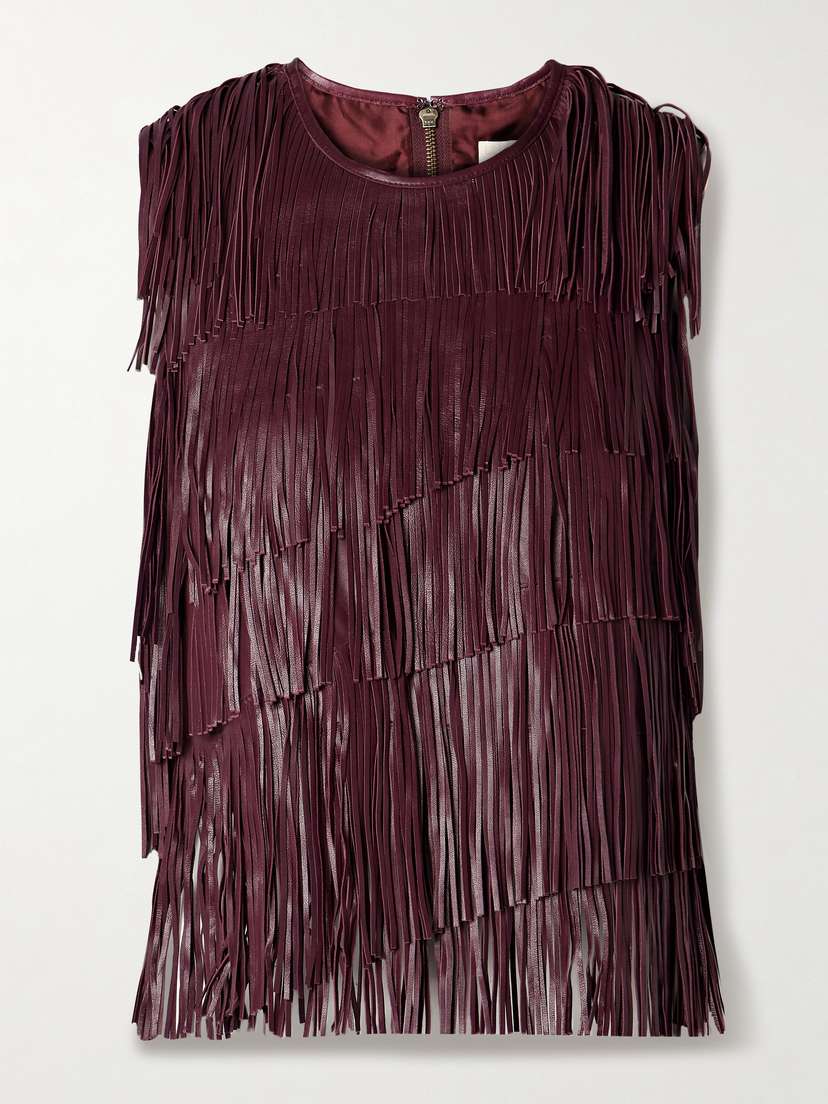 Ulla Johnson Leonie Tiered Fringed Leather Top