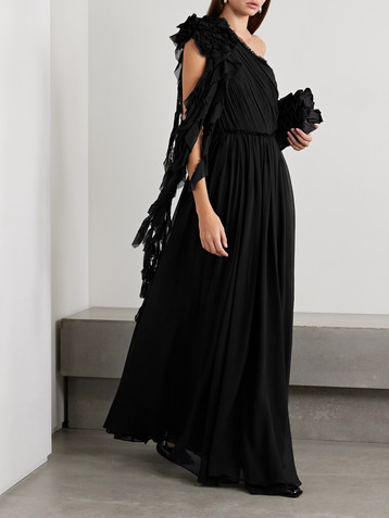 Ulla Johnson Adona one-shoulder ruffled gathered silk-chiffon gown