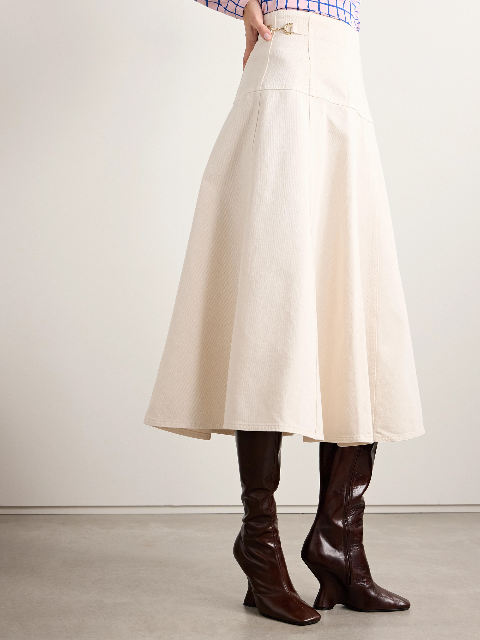 Ulla Johnson The Brigette horsebit-embellished denim midi skirt