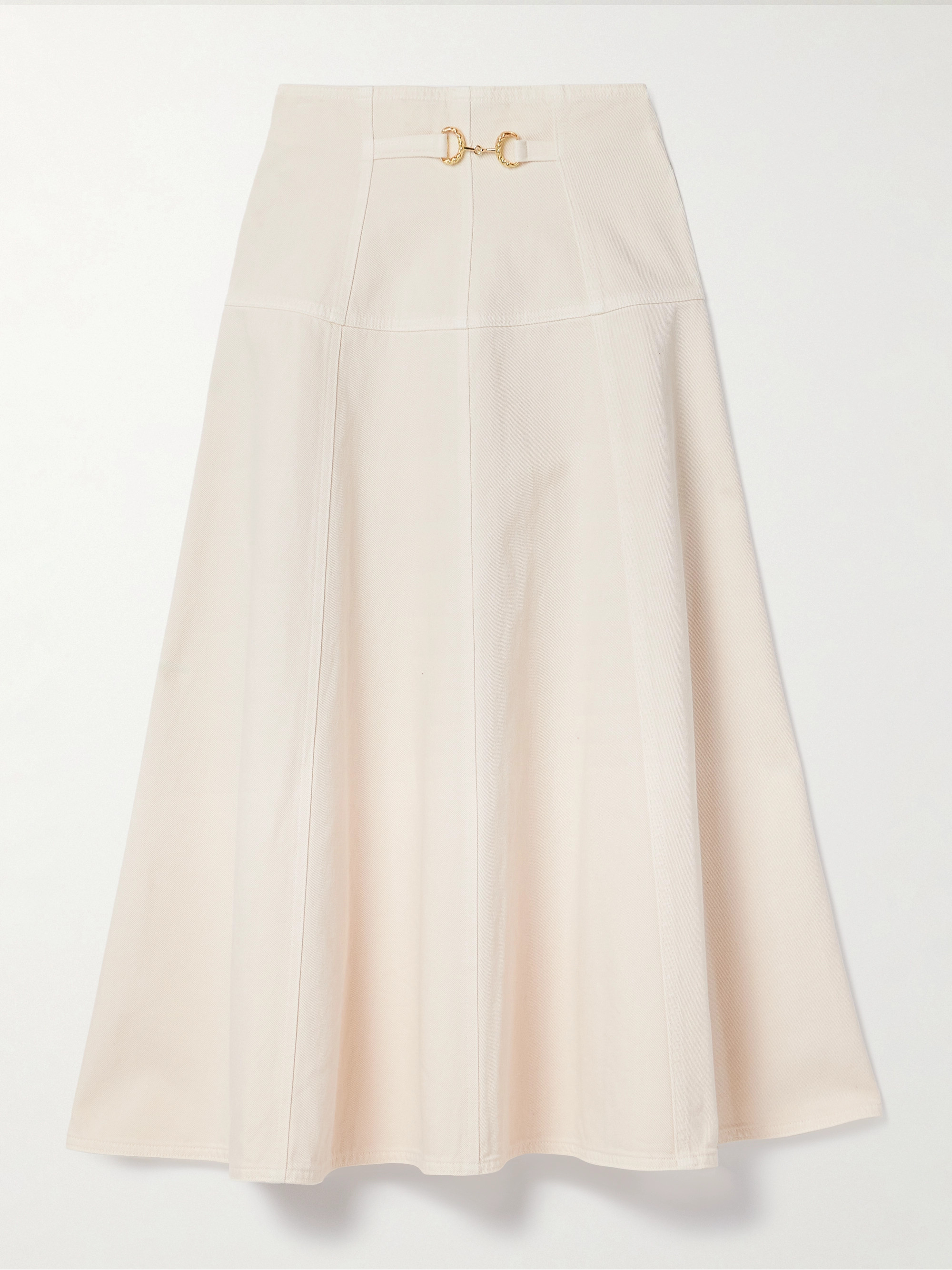 Ulla Johnson The Brigette horsebit-embellished denim midi skirt thumbnail
