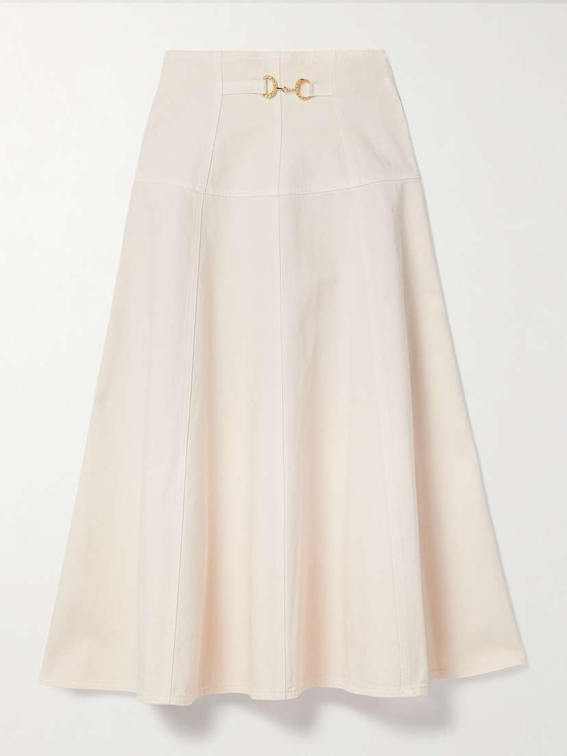 Ulla Johnson The Brigette Horsebit-embellished Denim Midi Skirt