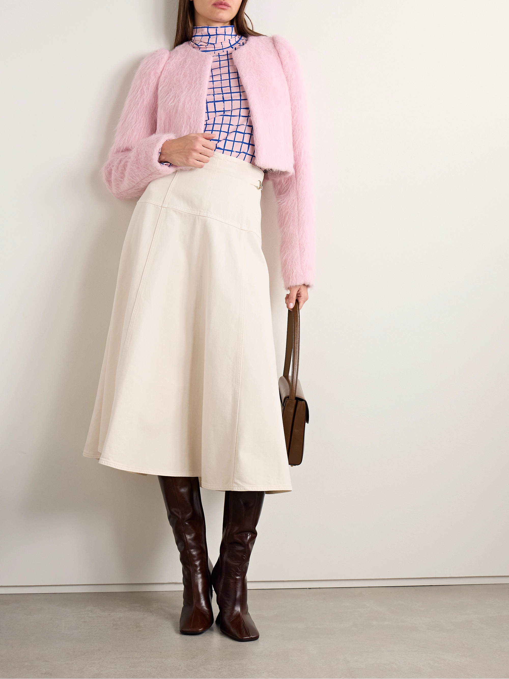 Ulla Johnson The Brigette horsebit-embellished denim midi skirt thumbnail