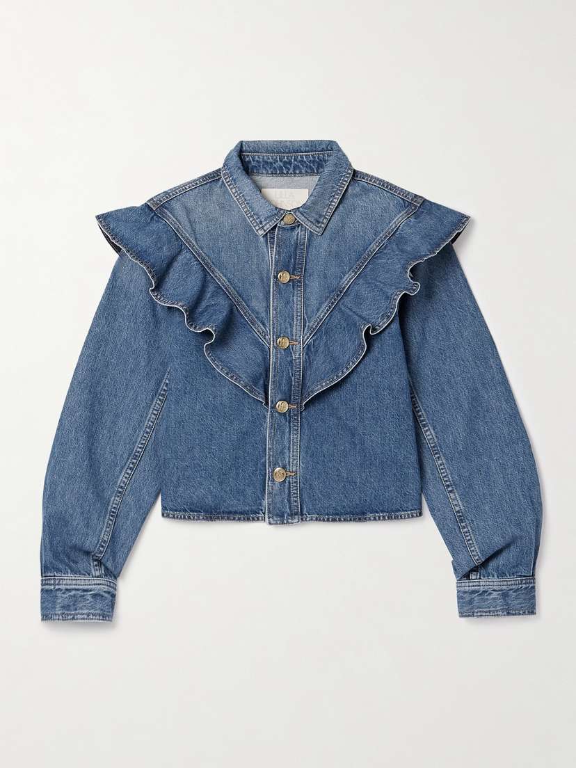 Ulla Johnson The Mathilde Ruffled Denim Shirt