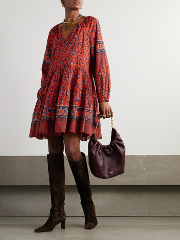 Ulla Johnson Abri belted tiered printed cotton-blend voile mini dress