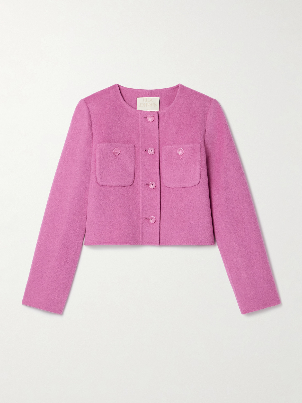 Ulla Johnson Eve Cropped Wool-blend Felt Jacket In Pink