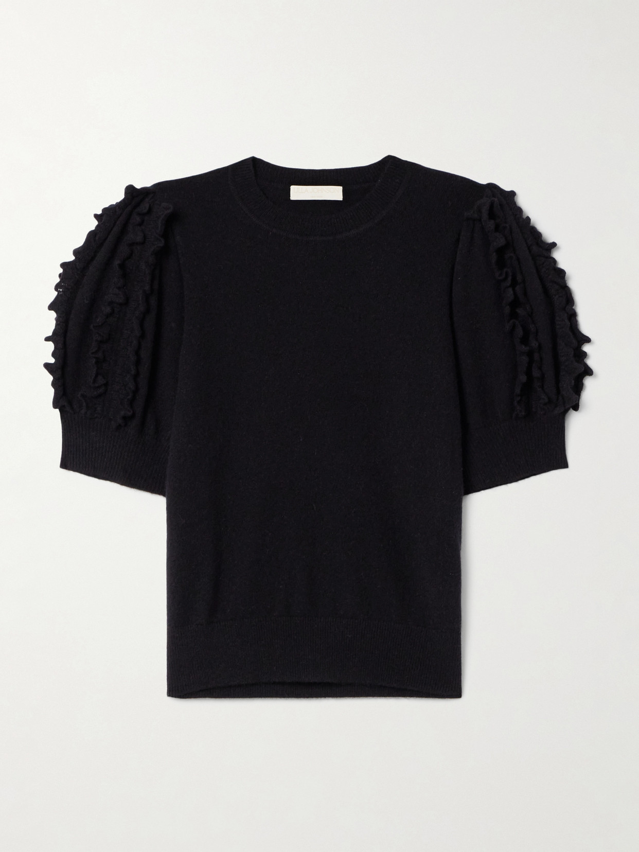 Ulla Johnson Ottilie Ruffled Cashmere Top In Black