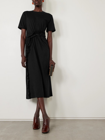 Ulla Johnson Lilia crepon-trimmed ruched organic cotton-jersey midi dress