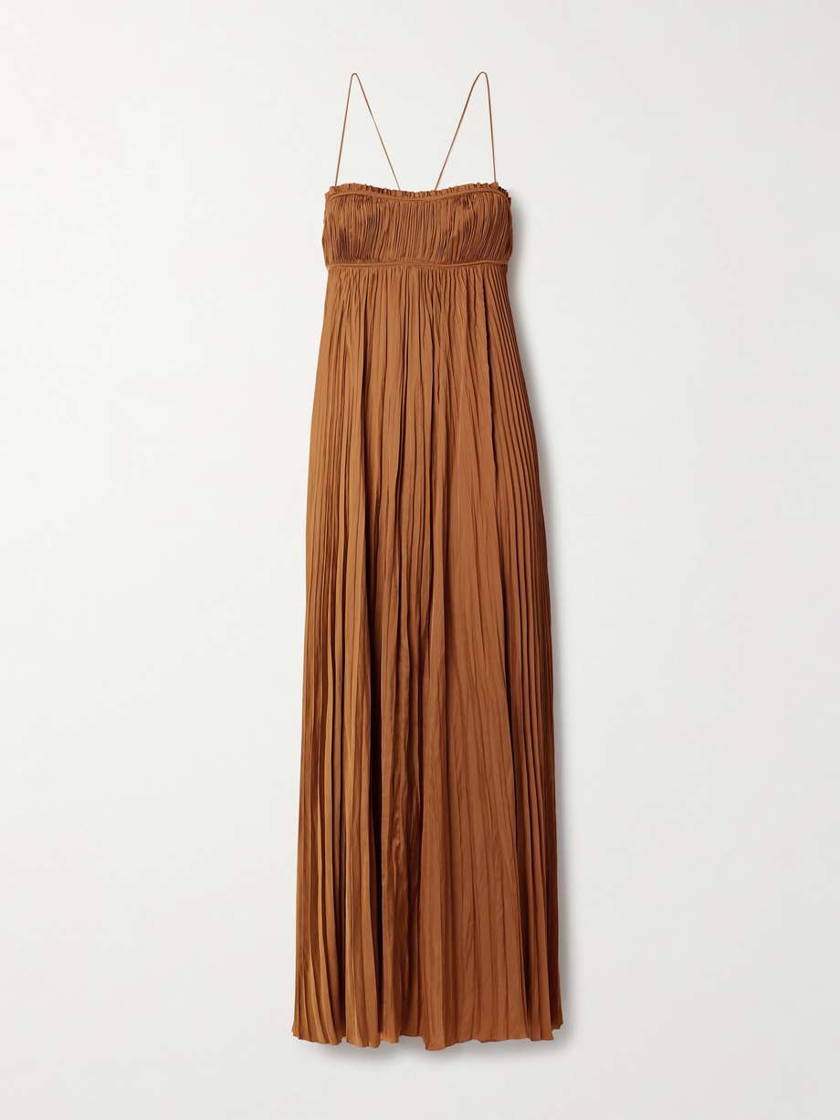 valira plissé-satin gown
