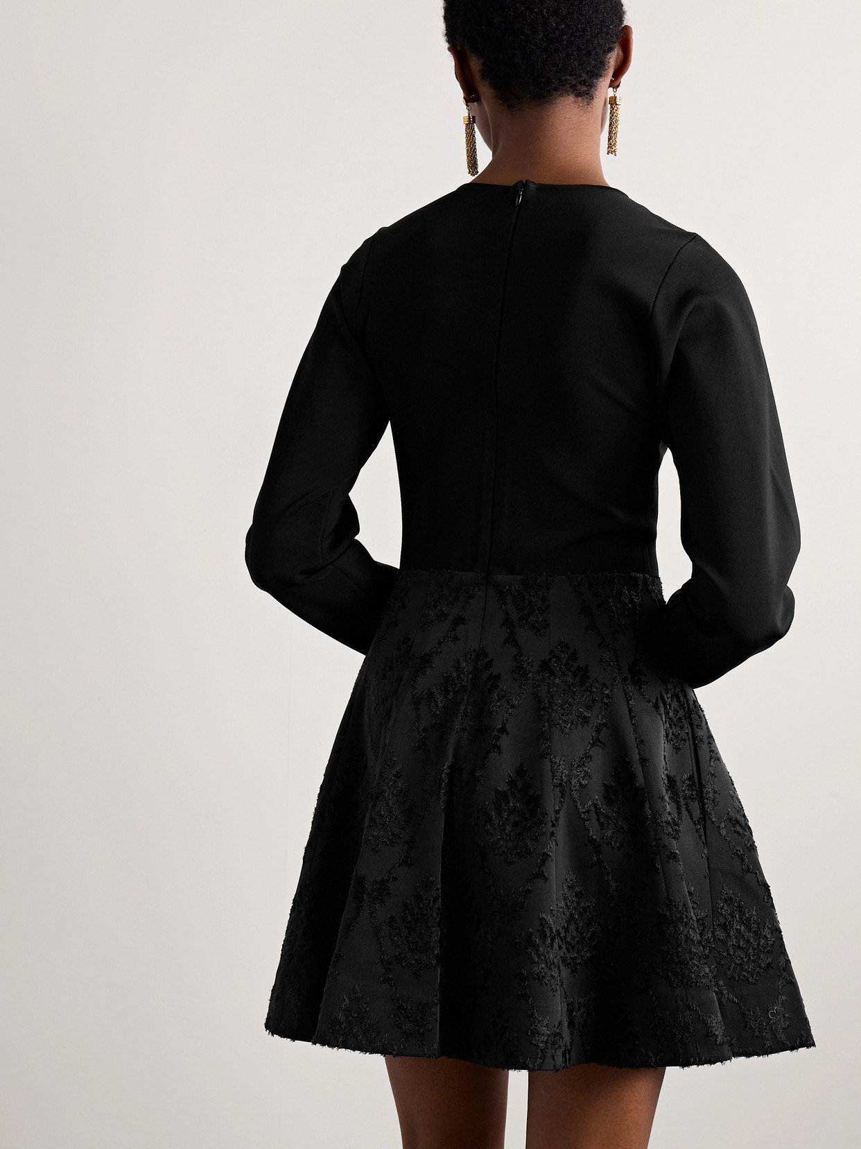 ULLA JOHNSON CARA STRETCH-KNIT AND FIL COUPÉ MINI DRESS