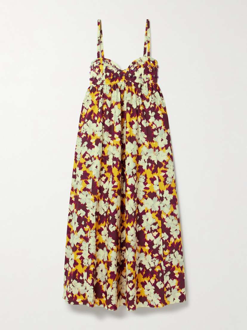 Ulla Johnson Harlan Embellished Printed Cotton-poplin Midi Dress