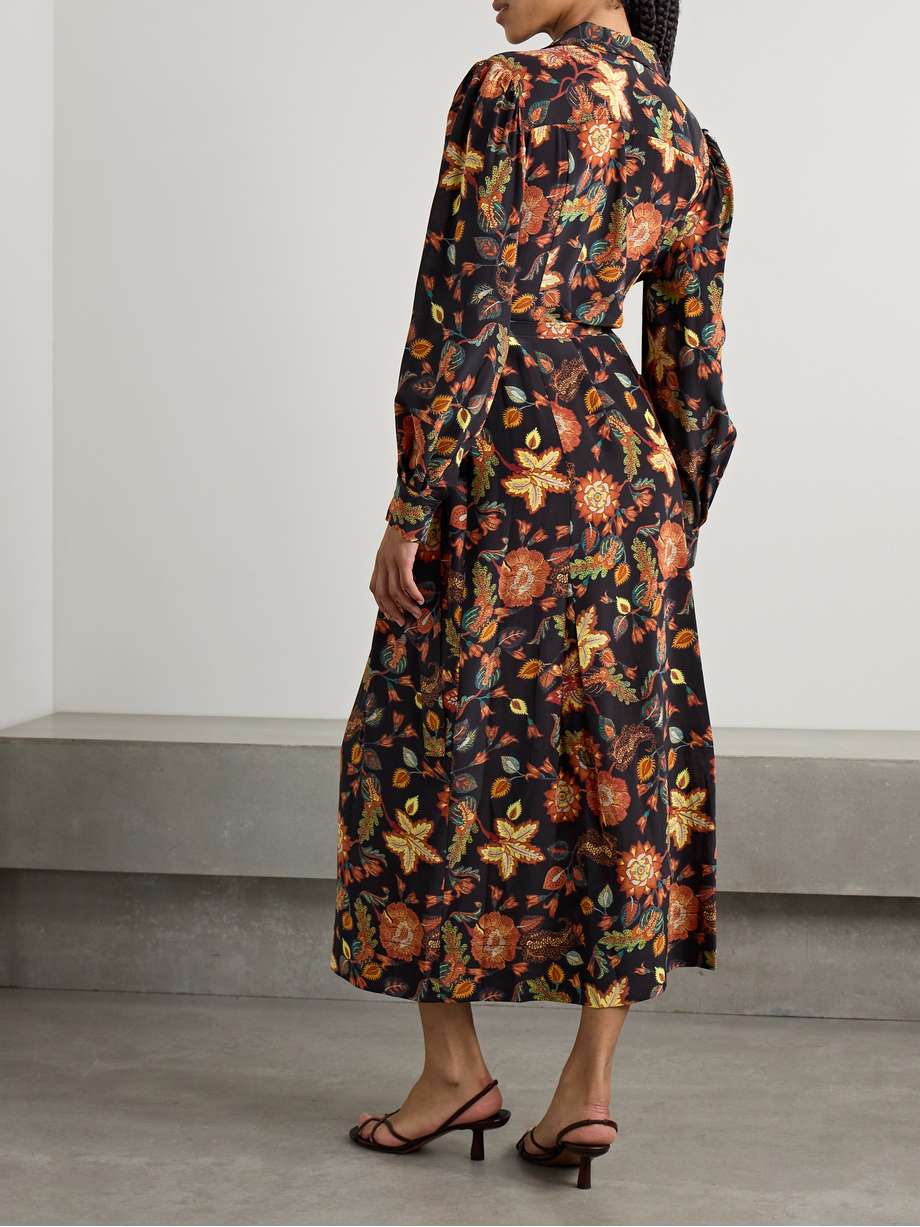 giselle belted floral-print silk midi dress