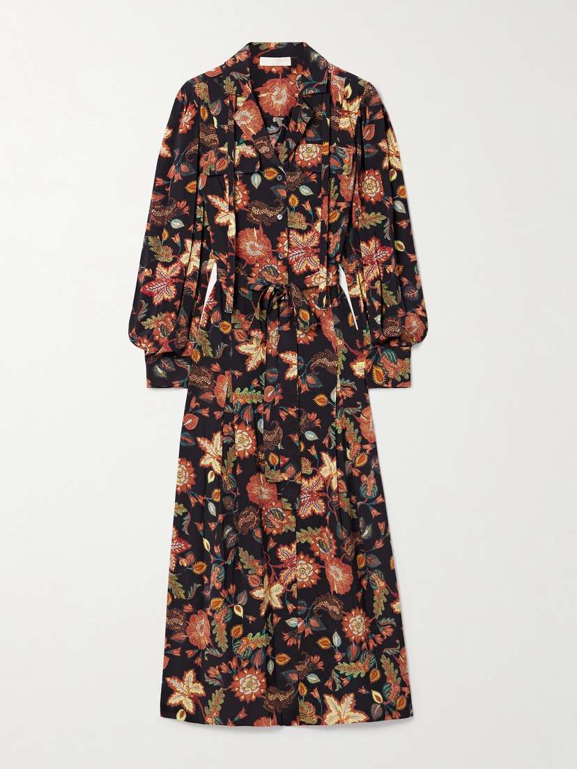 Ulla Johnson Giselle Belted Floral-print Silk Midi Dress