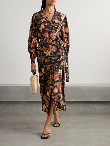 Ulla Johnson Giselle belted floral-print silk midi dress