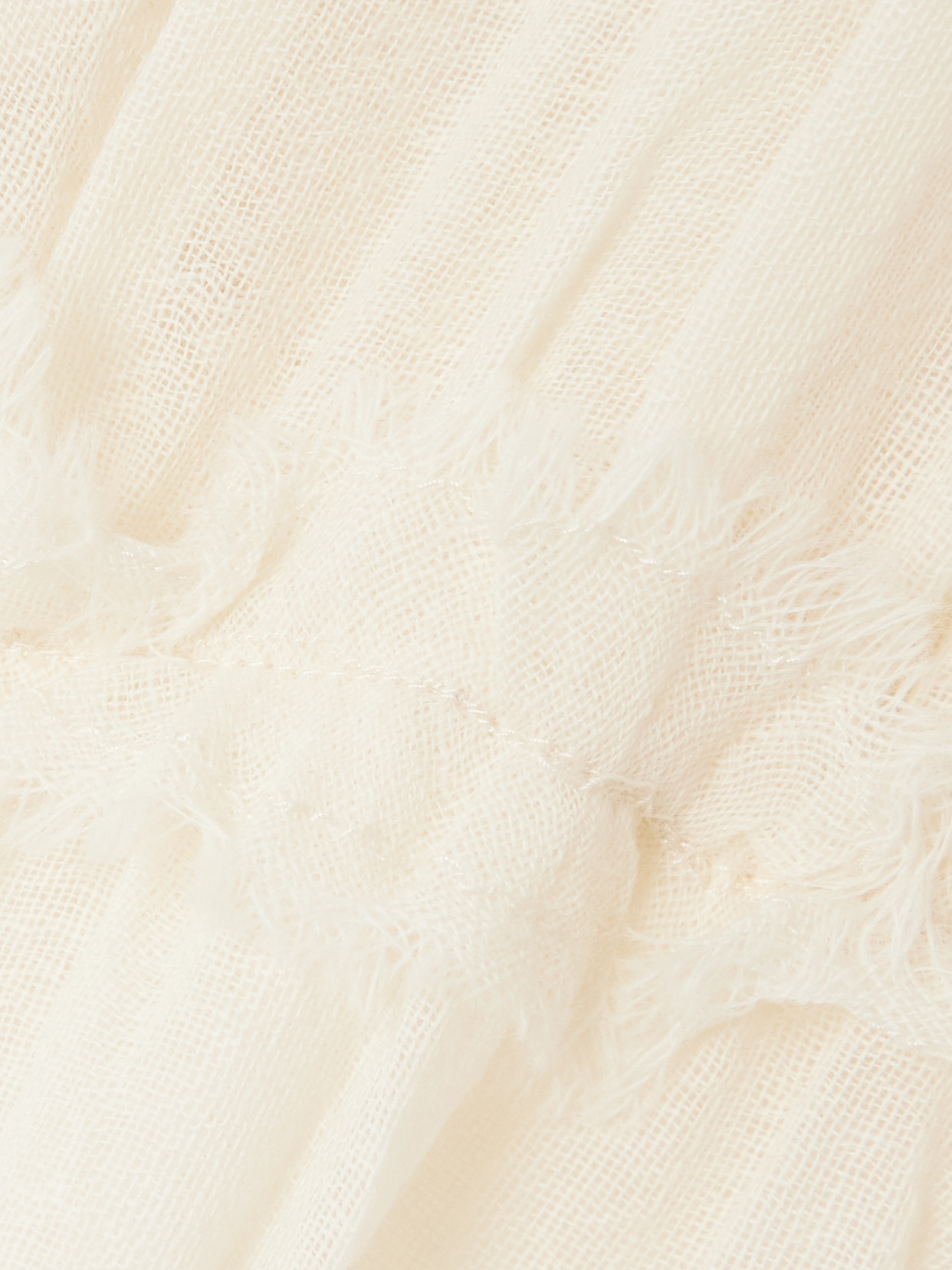 Ulla Johnson Esme Frayed Ruffled Wool-gauze Blouse In White