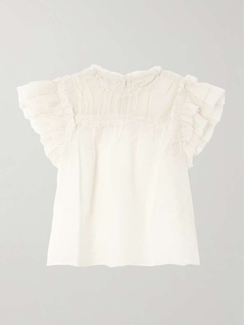 Ulla Johnson Esme Frayed Ruffled Wool-gauze Blouse