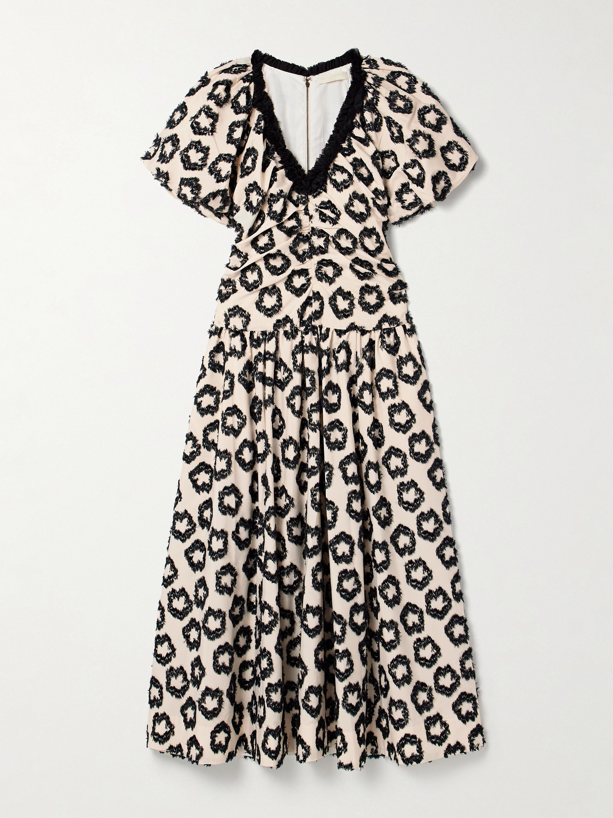 Ulla Johnson Light Italian Taffeta Graphic Floral Midi Dress In White