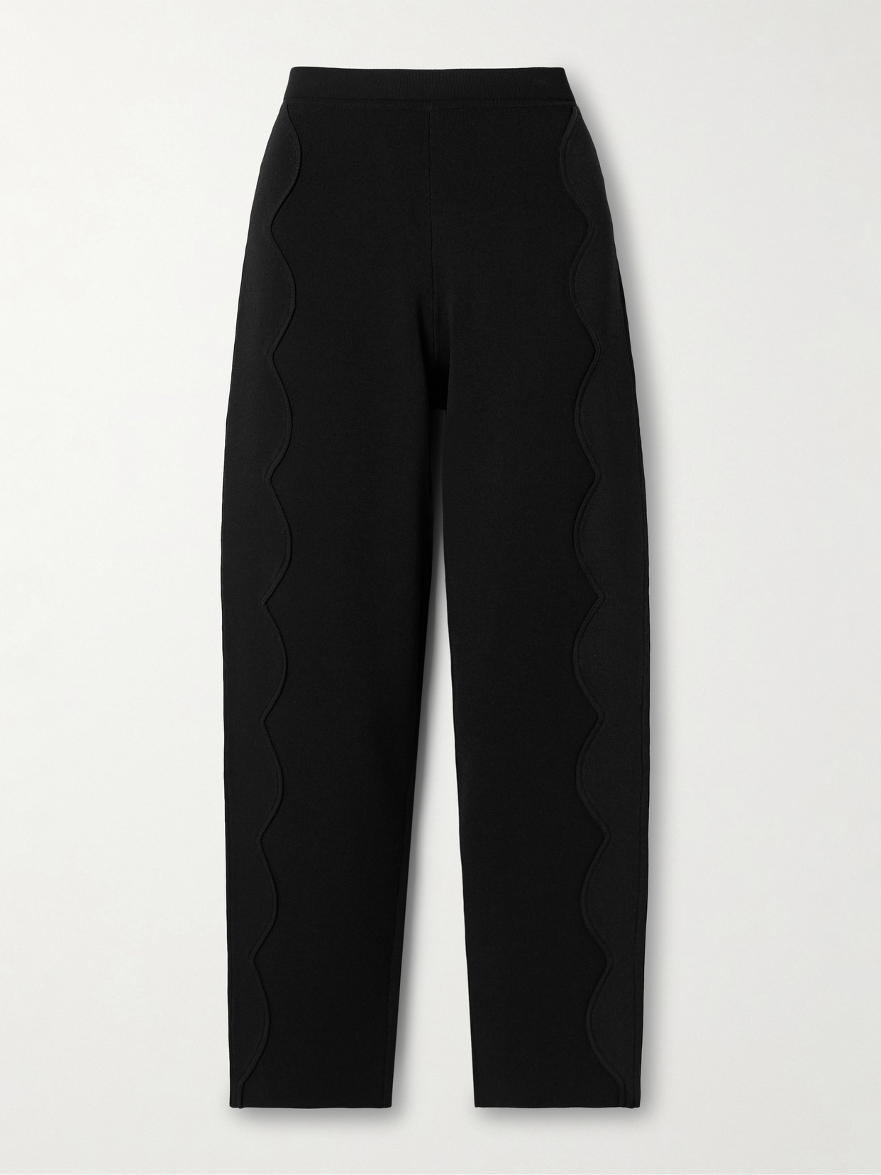 Ulla Johnson Asher Scalloped Milano Tailored Knit Trouser In Black