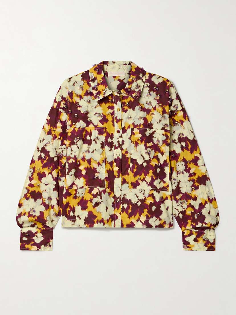 Ulla Johnson Aria Embellished Printed Cotton-poplin Shirt