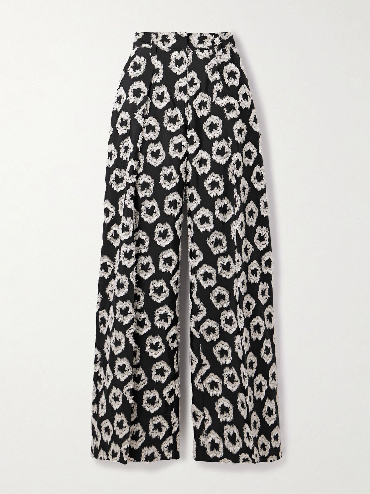 Ulla Johnson Cai Pleated Recycled Fil Coupé Faille Wide-leg Trousers In Black