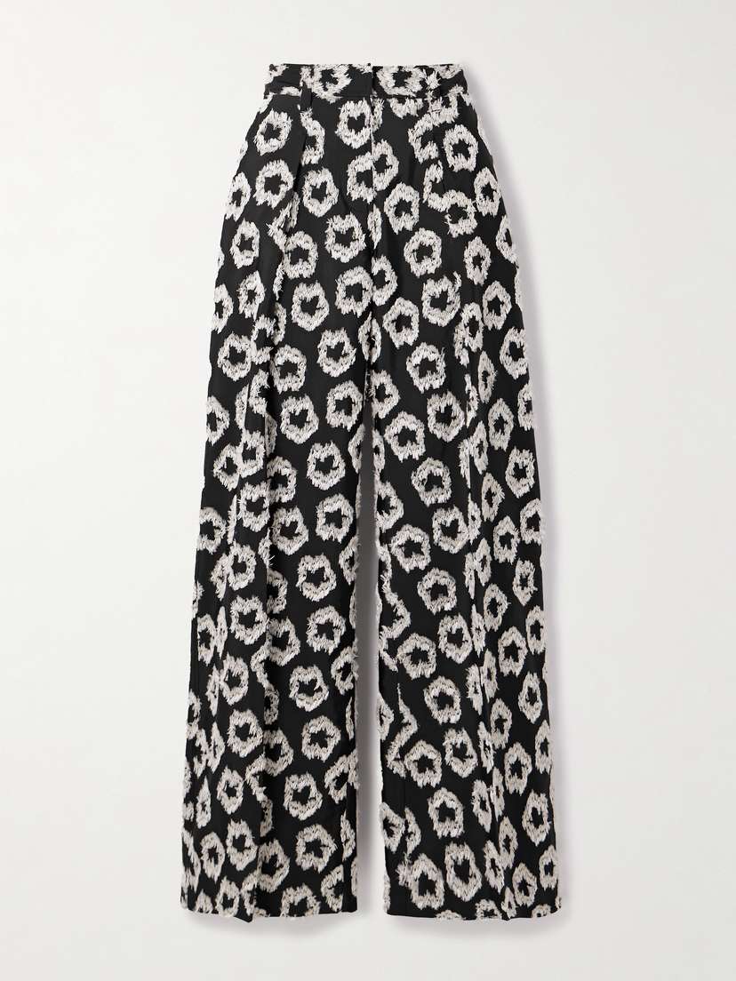 Ulla Johnson Cai Pleated Recycled Fil Coupé Faille Wide-leg Pants