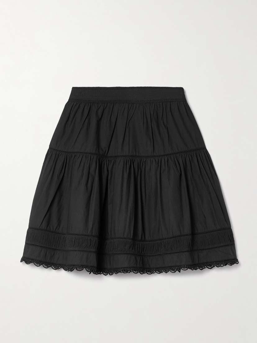 Ulla Johnson Ayla Crochet-trimmed Pleated Poplin Mini Skirt