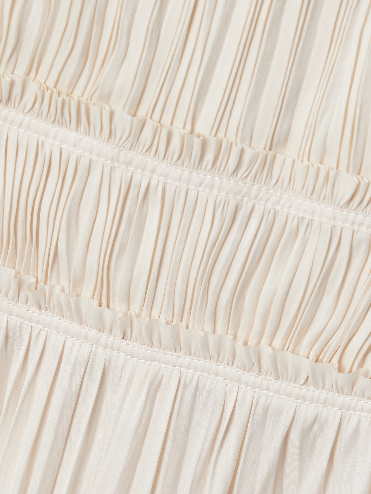 ULLA JOHNSON ELLE PANELED PLISSÉ-SATIN MIDI DRESS