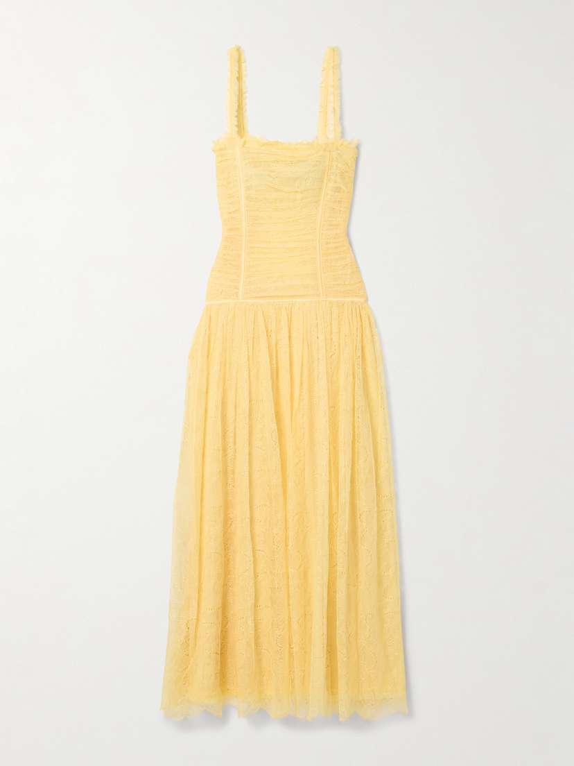 Ulla Johnson Florelle Ruched Chantilly Lace Maxi Dress