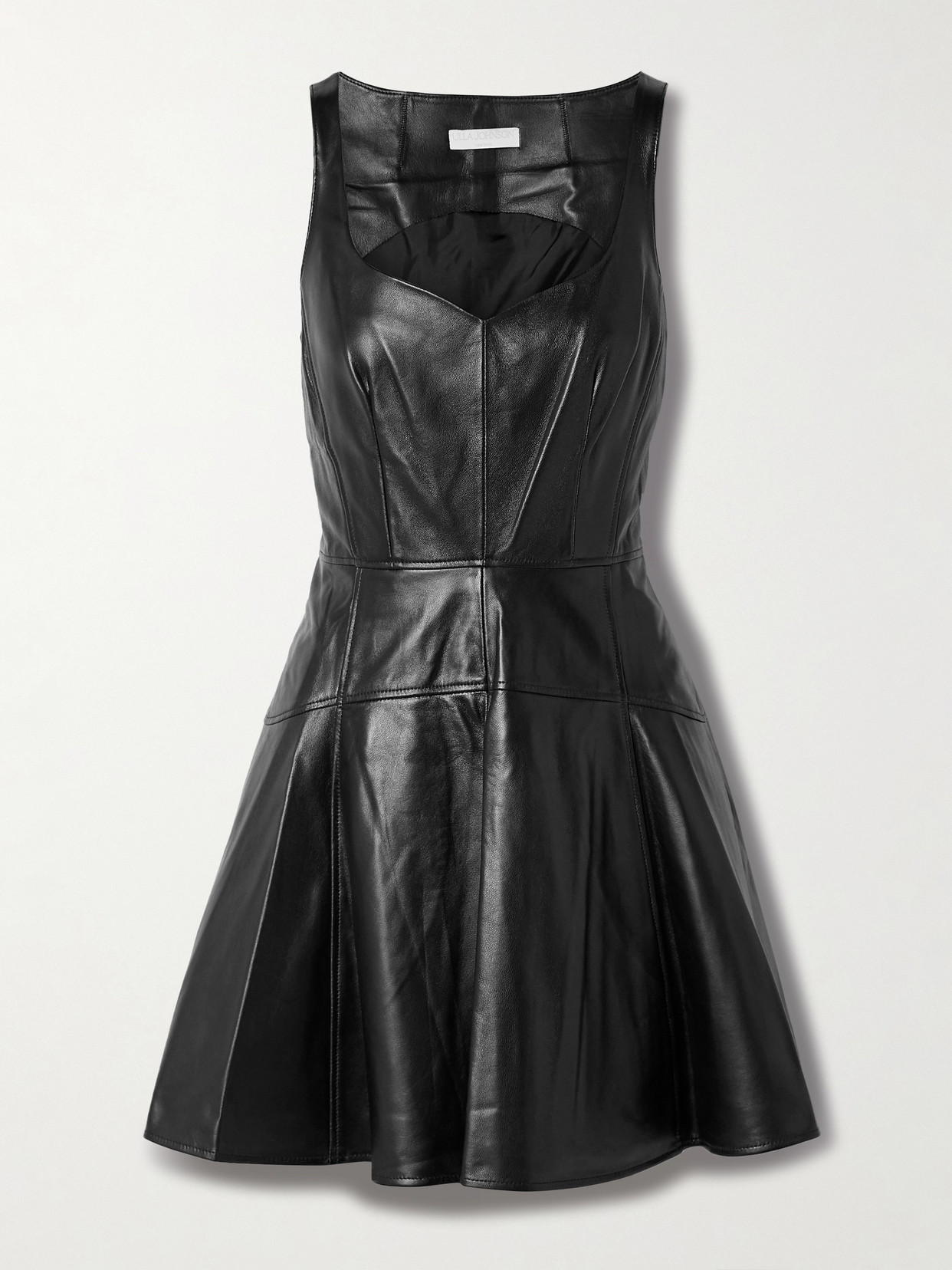 Ulla Johnson Thais Paneled Leather Mini Dress In Black