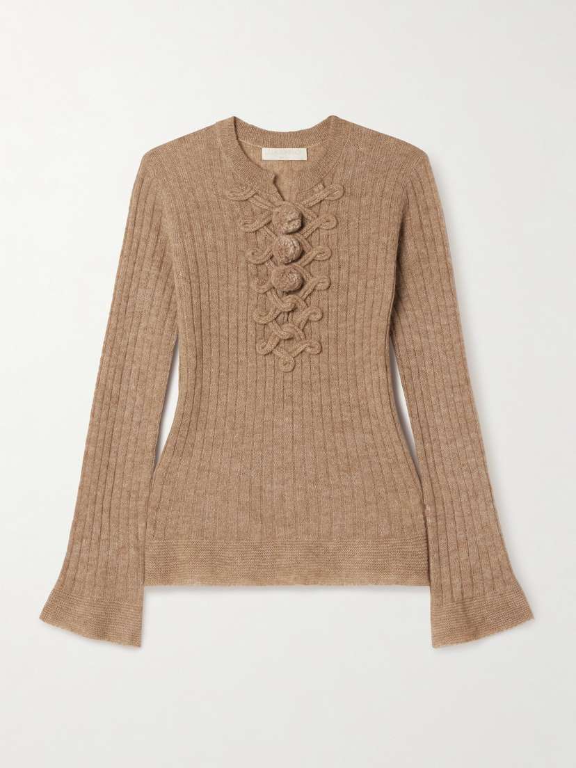 Ulla Johnson Magda Pompom-detailed Ribbed Alpaca-blend Sweater