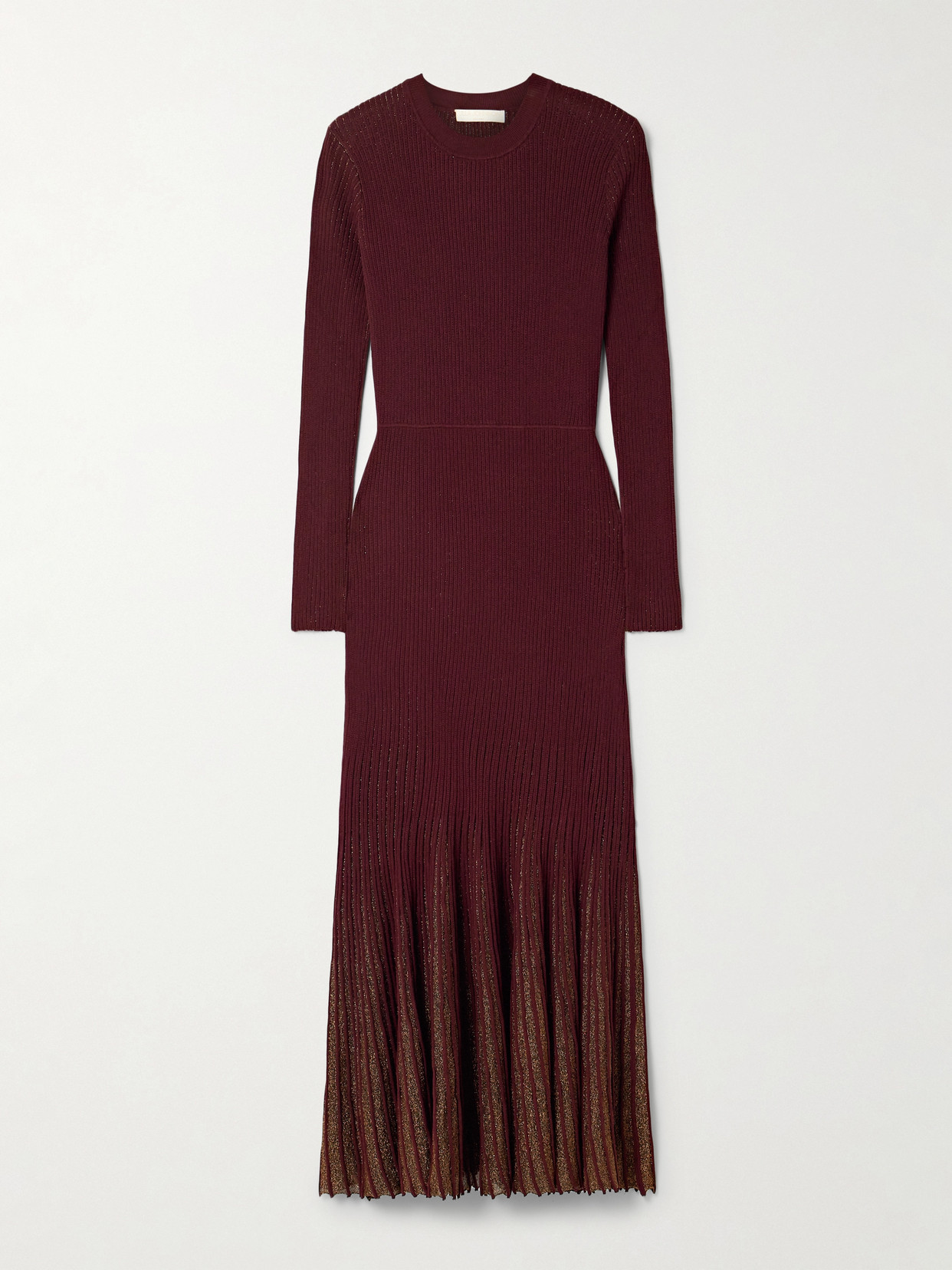 Ulla Johnson Mila Shimmer Ribbed Maxi Sweater Dress In Burgundy