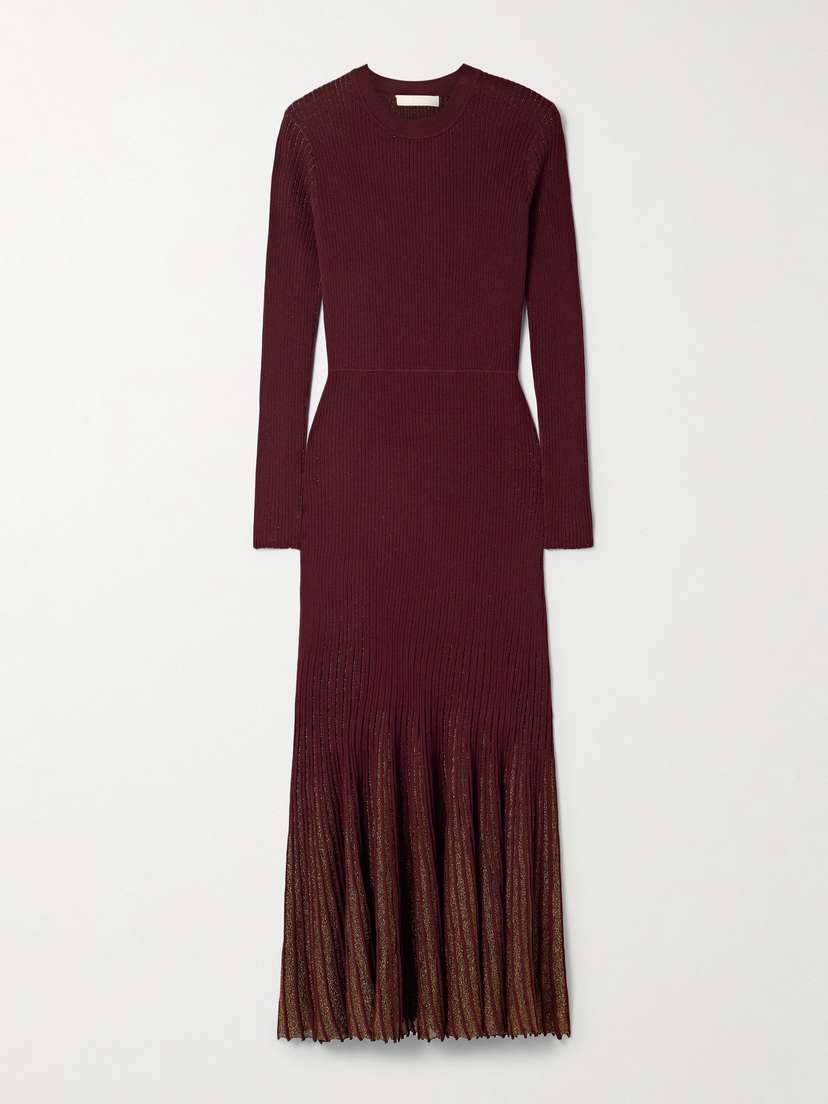 Ulla Johnson Mila Metallic Ribbed-knit Midi Dress
