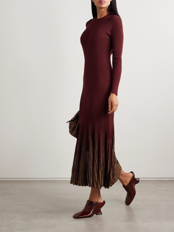 Ulla Johnson Mila metallic ribbed-knit midi dress