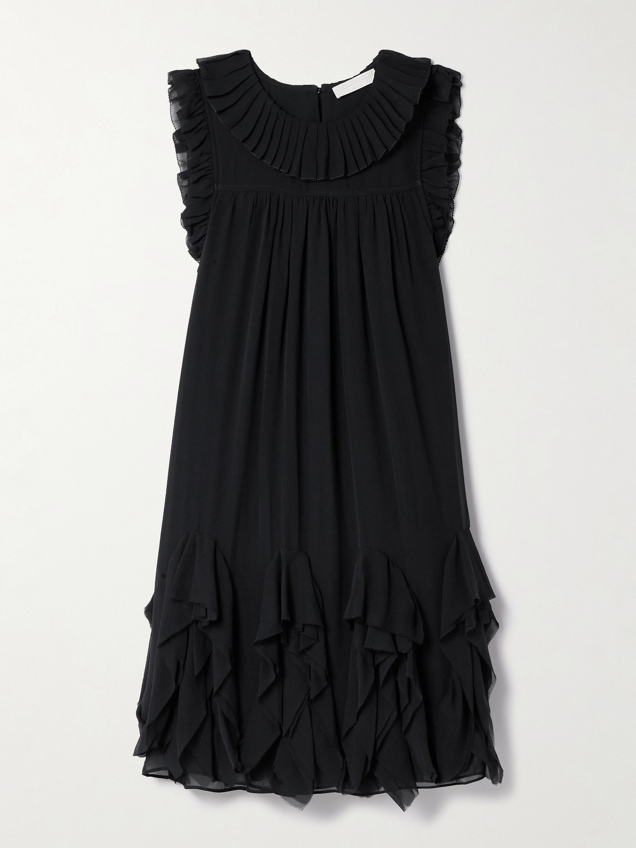 Ulla Johnson Miri Ruffled Silk Crepe De Chine Mini Dress In Black