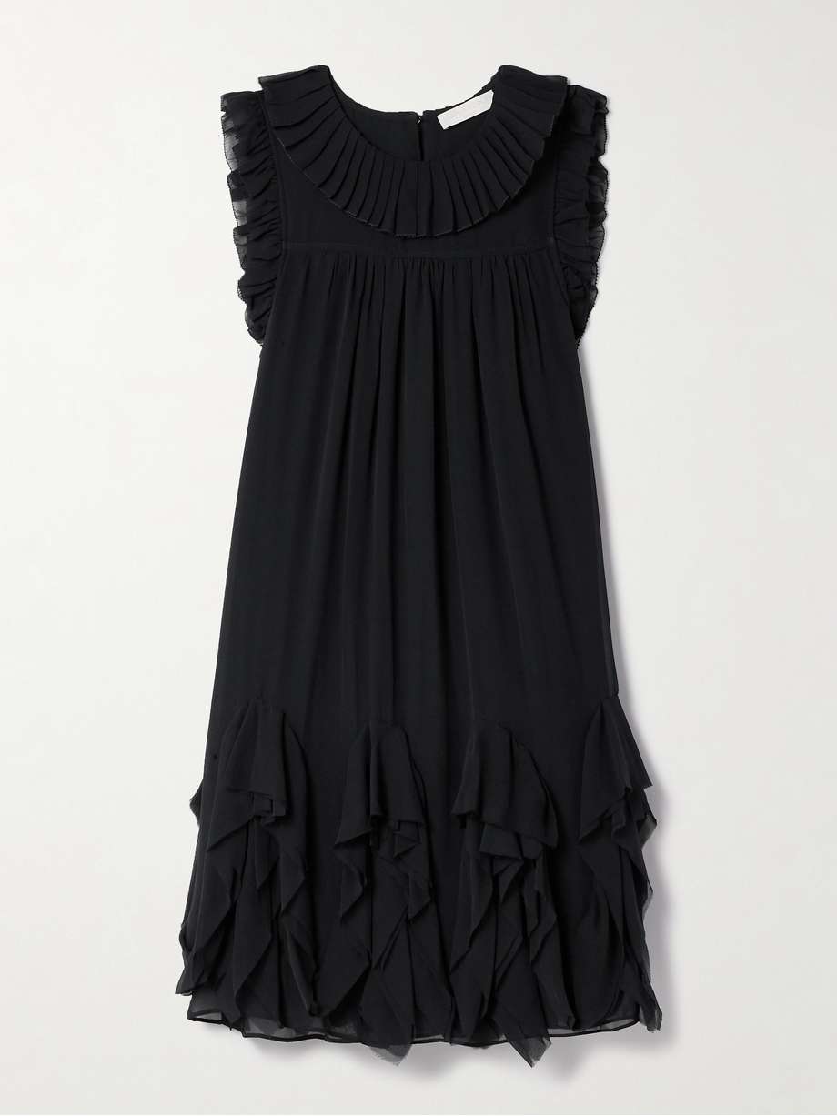 miri ruffled silk crepe de chine mini dress