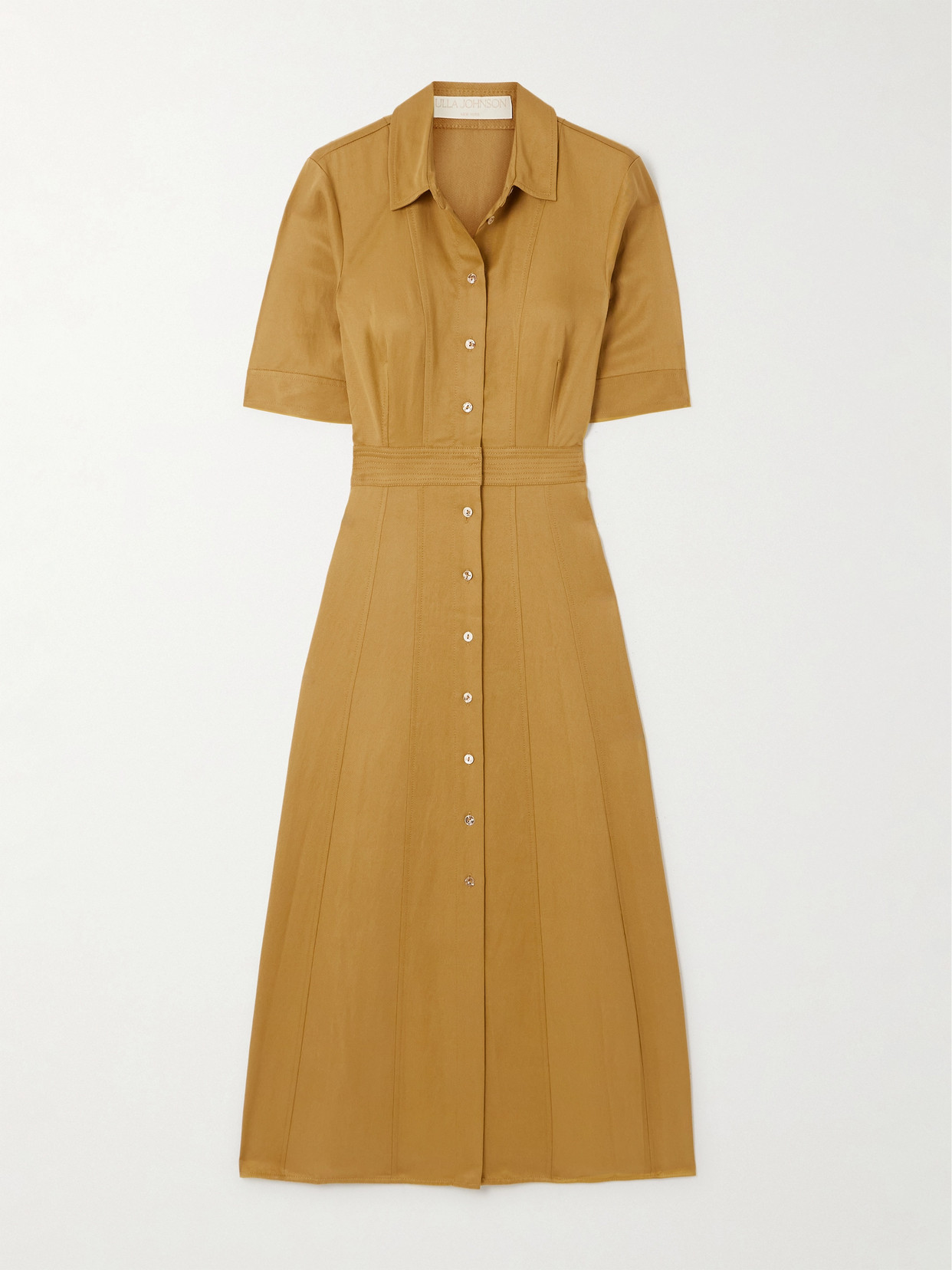 Ulla Johnson Vallis Lyocell-blend Twill Midi Shirt Dress In Brown