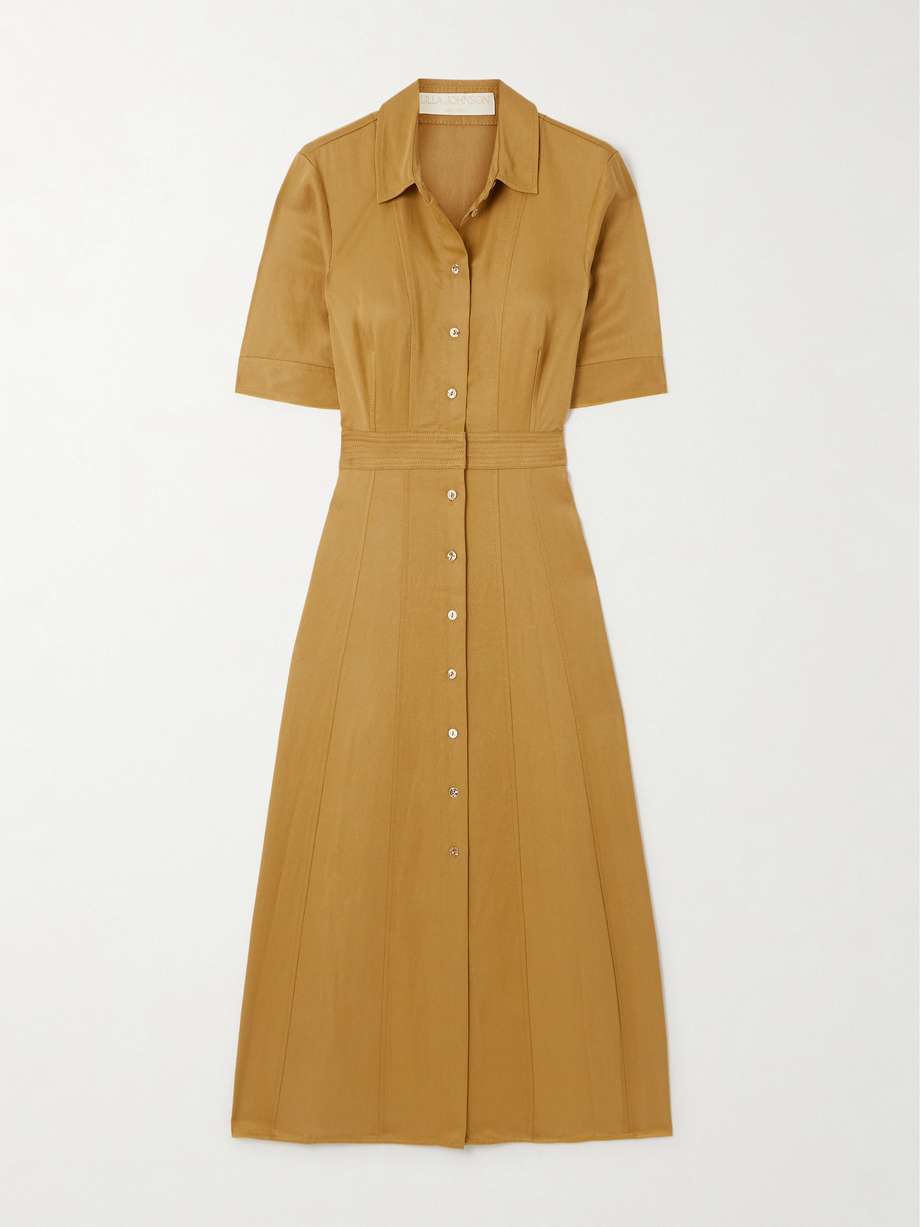vallis lyocell-blend twill midi shirt dress