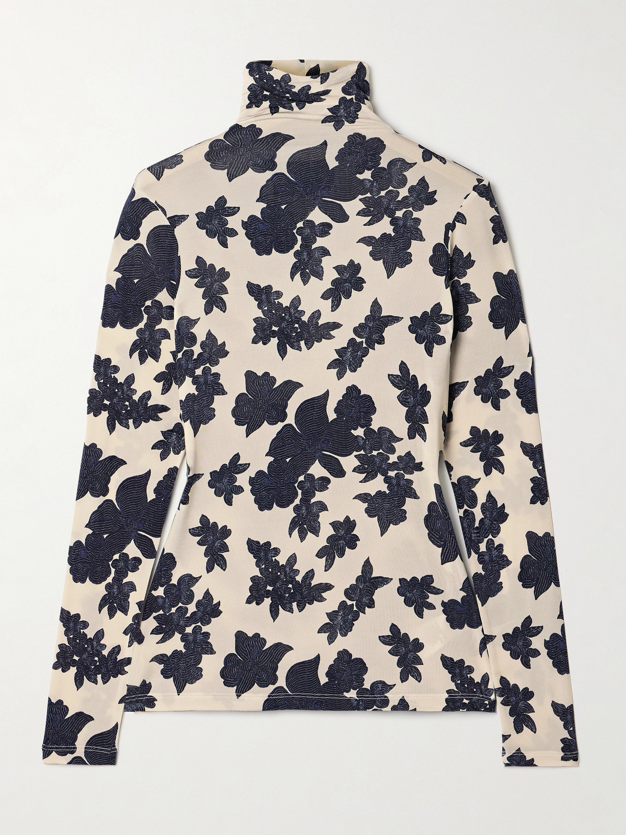 Ulla Johnson Aurelia Floral-print Stretch-jersey Turtleneck Top In Ivory