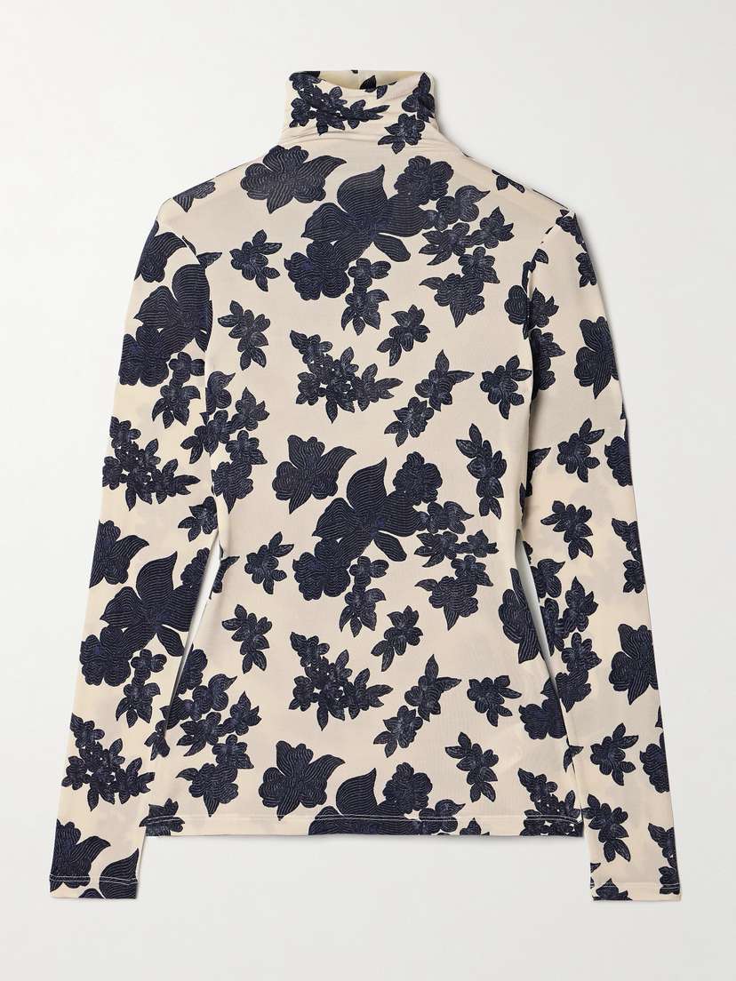 Ulla Johnson Aurelia Floral-print Stretch-jersey Turtleneck Top