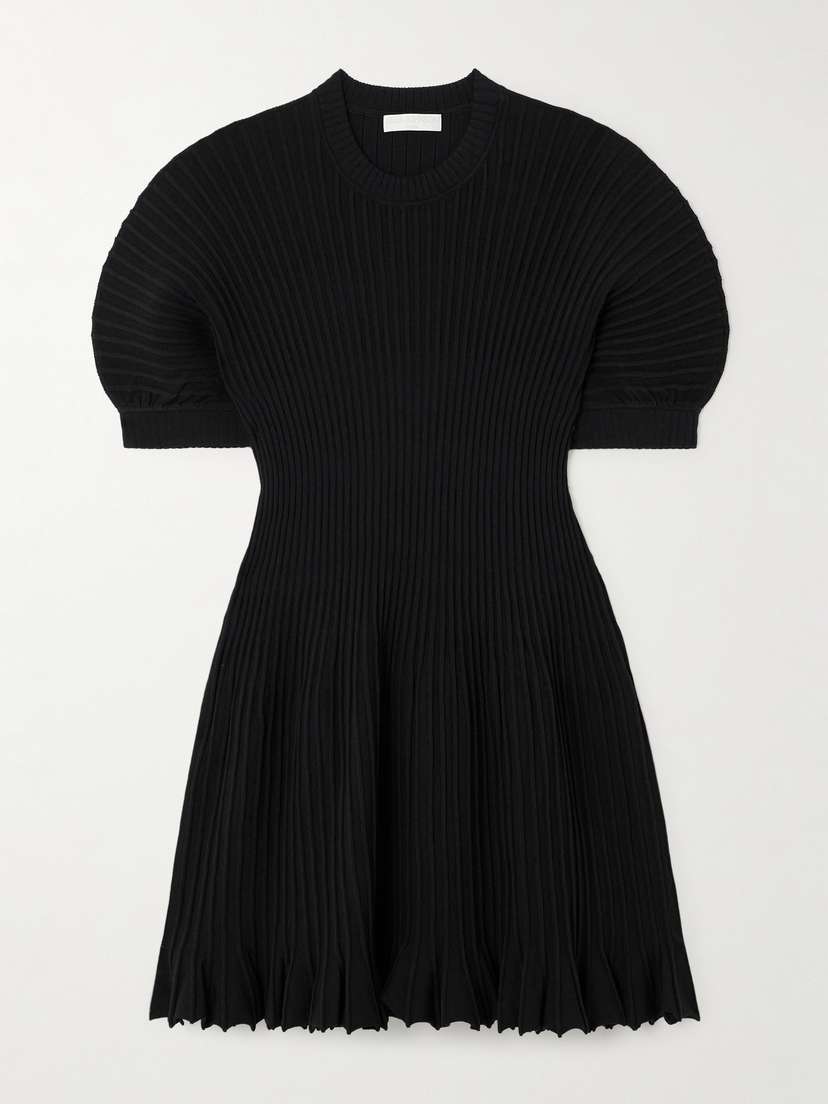 Ulla Johnson Talie Pleated Ribbed-knit Mini Dress