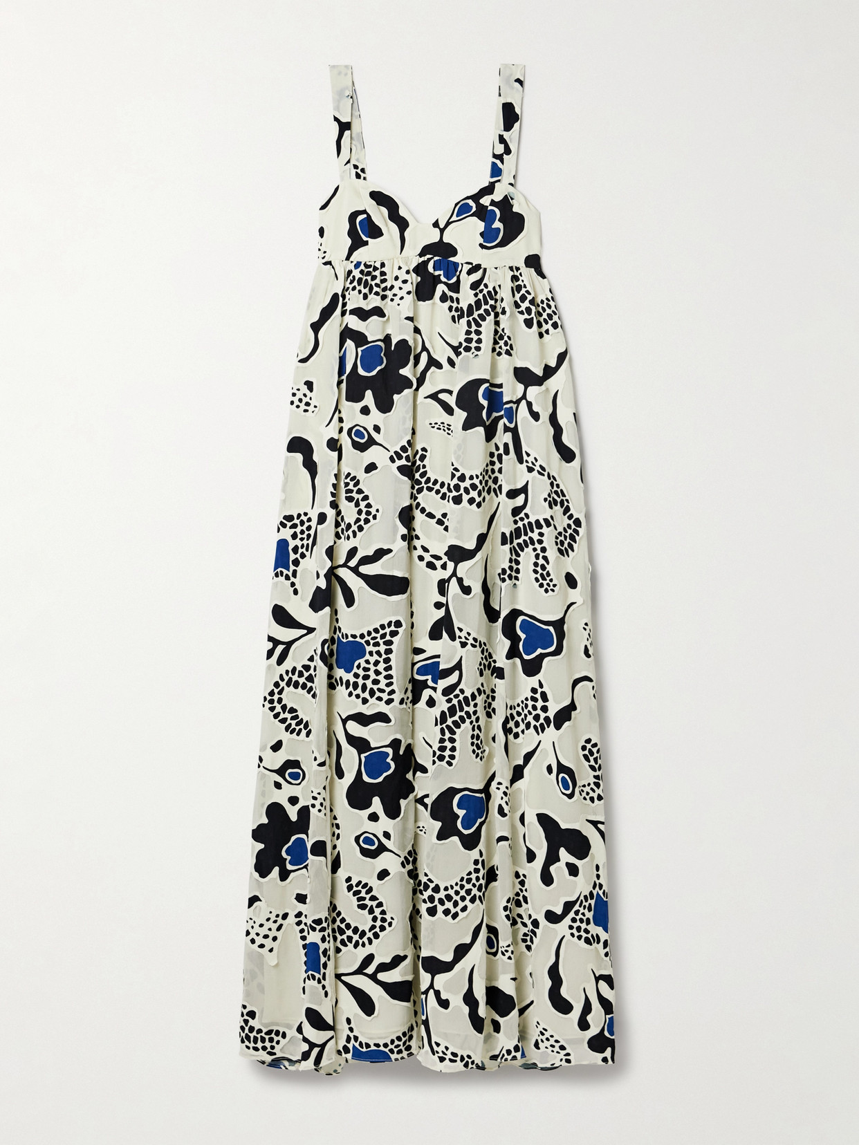 Ulla Johnson Leilani Appliquéd Printed Crepe Maxi Dress In Off-white