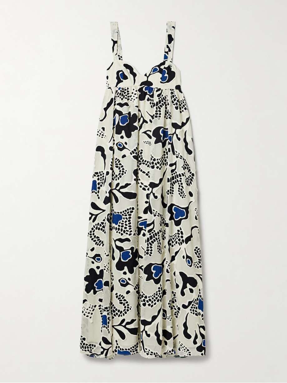 leilani appliquéd printed crepe maxi dress