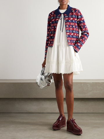 ulla johnson oumi cotton lace mini dress Ulla Johnson - Oumi crochet and chiffon-trimmed poplin mini dress